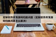 定制软件开发源码归属问题（定制软件开发源码归属问题怎么解决）