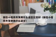 微信小程序开发用什么语言比较好（微信小程序开发使用什么语言）