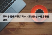 深圳小程序开发公司十（深圳微信小程序制作公司）