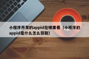 小程序开发的appid在哪里看（小程序的appid是什么怎么获取）