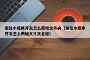 微信小程序开发怎么新增文件夹（微信小程序开发怎么新增文件夹名称）