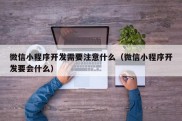 微信小程序开发需要注意什么（微信小程序开发要会什么）