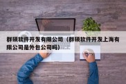 群硕软件开发有限公司（群硕软件开发上海有限公司是外包公司吗）