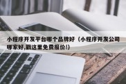 小程序开发平台哪个品牌好（小程序开发公司哪家好,戳这里免费报价!）