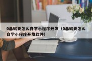 0基础要怎么自学小程序开发（0基础要怎么自学小程序开发软件）