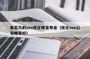 有实力的seo优化哪家专业（优化seo公司哪家好）