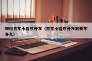 如何自学小程序开发（自学小程序开发需要学多久）